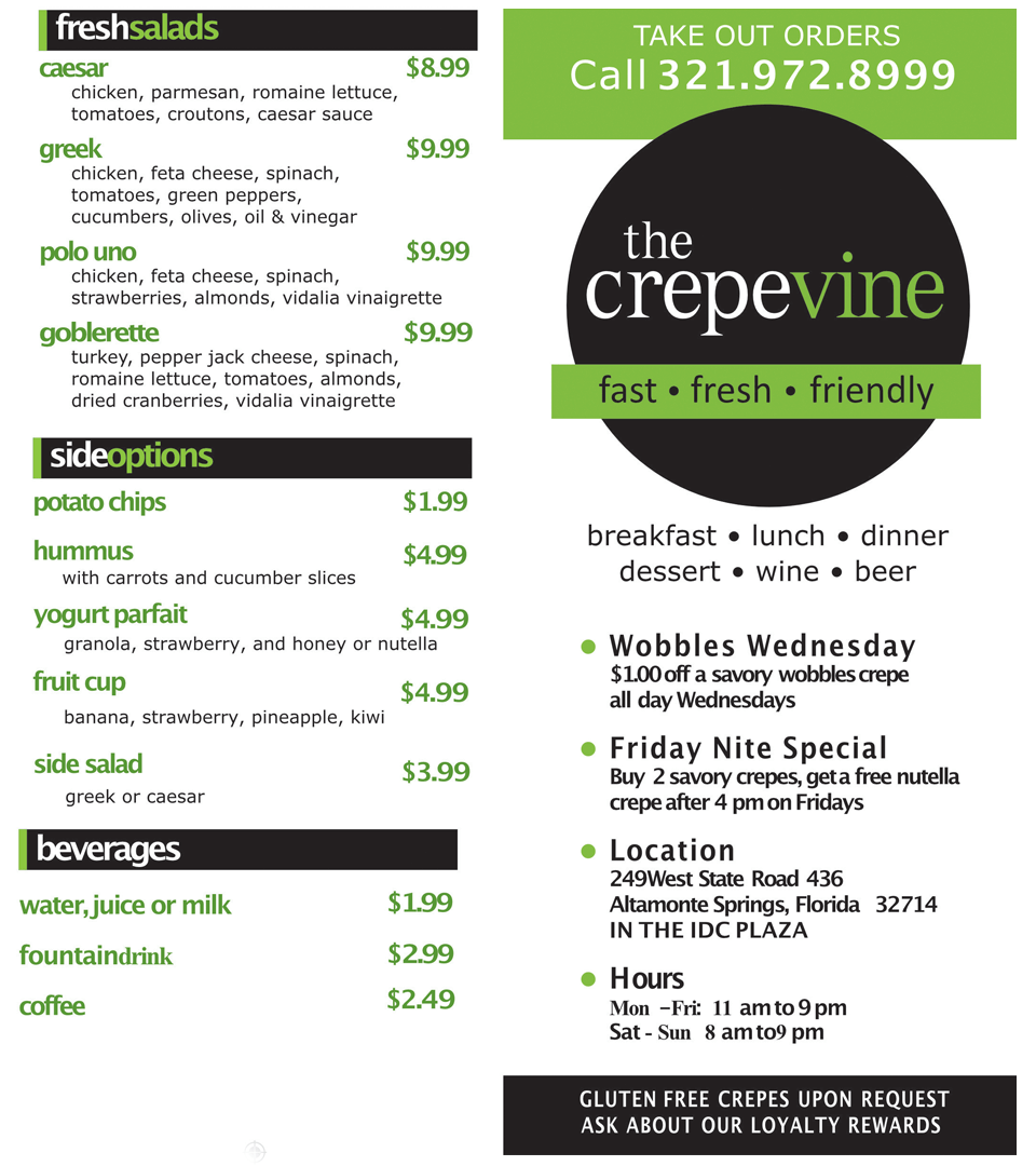 Crepevine Orlando Menu