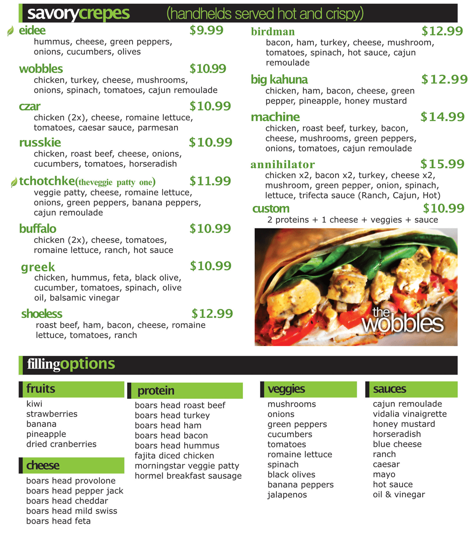 Crepevine Ormond Beach Menu