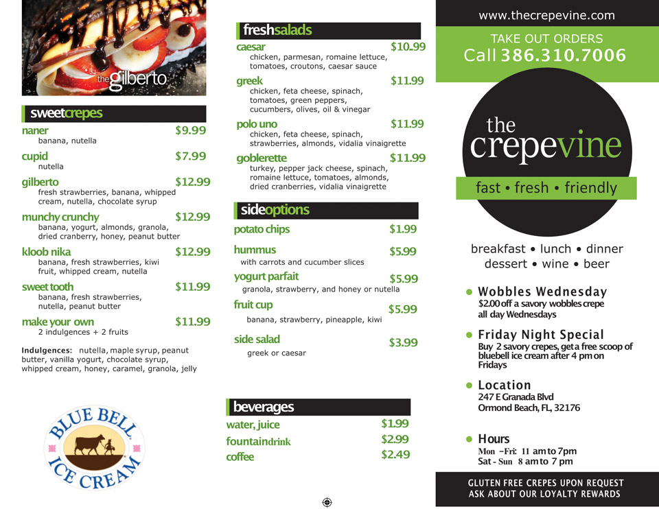 Crepevine Ormond Beach Menu